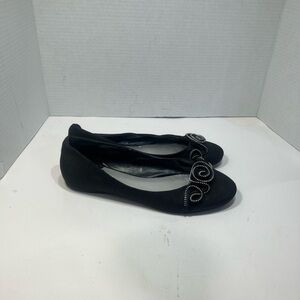 Women's Black Embellished Ballet Flats